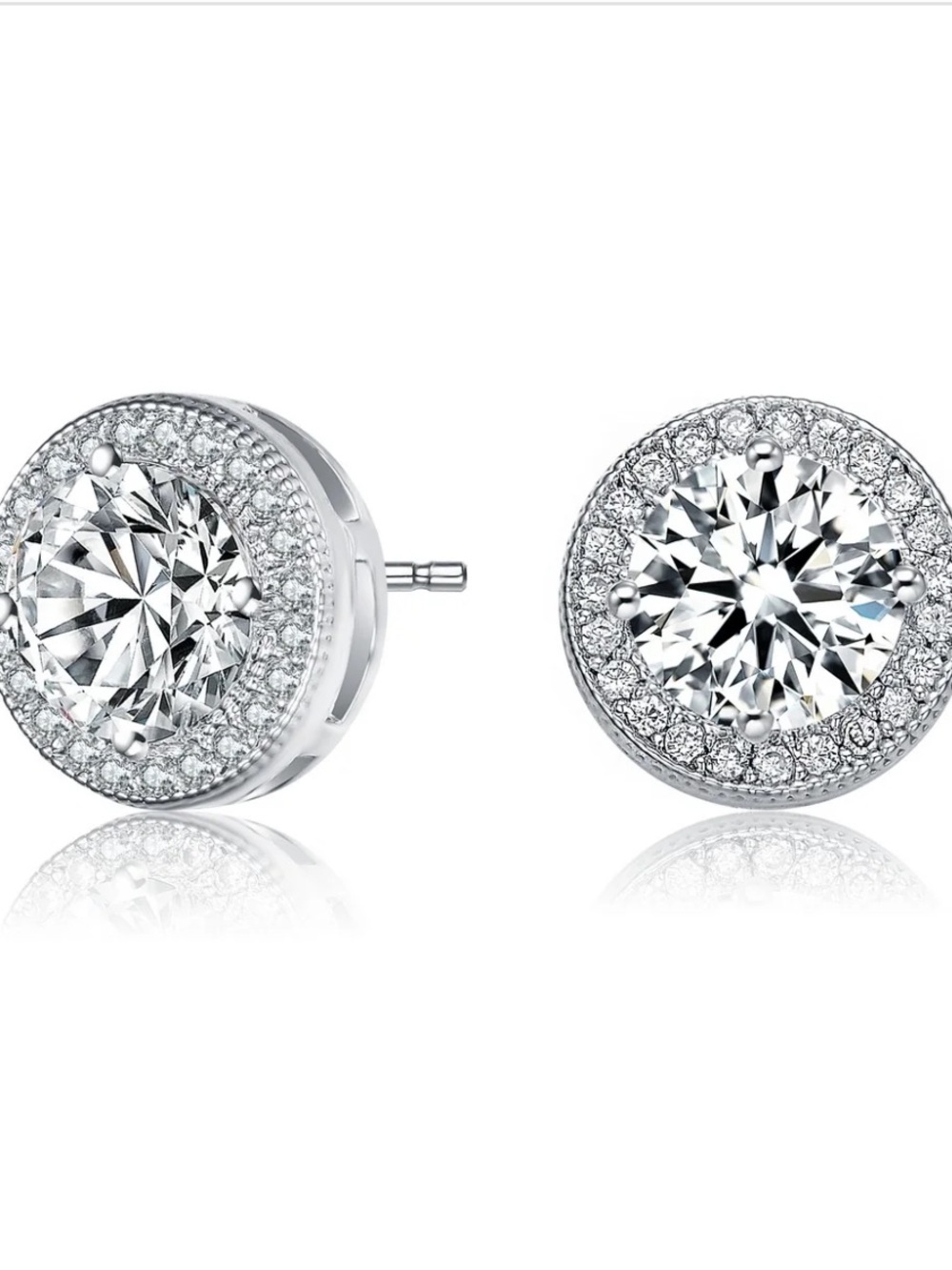 Genevive Pave Halo Stud Earrings NWT